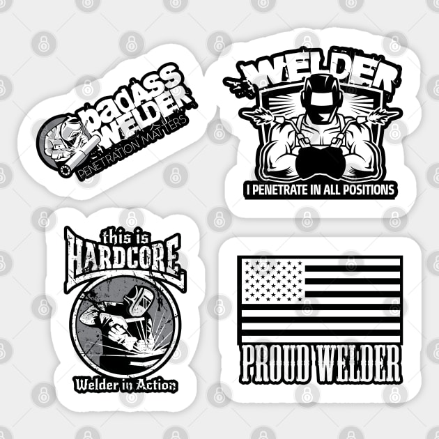 Funny and Cool Welder Sticker Pack, Set of 4 Welding Stickers Bundle Sticker by EddieBalevo